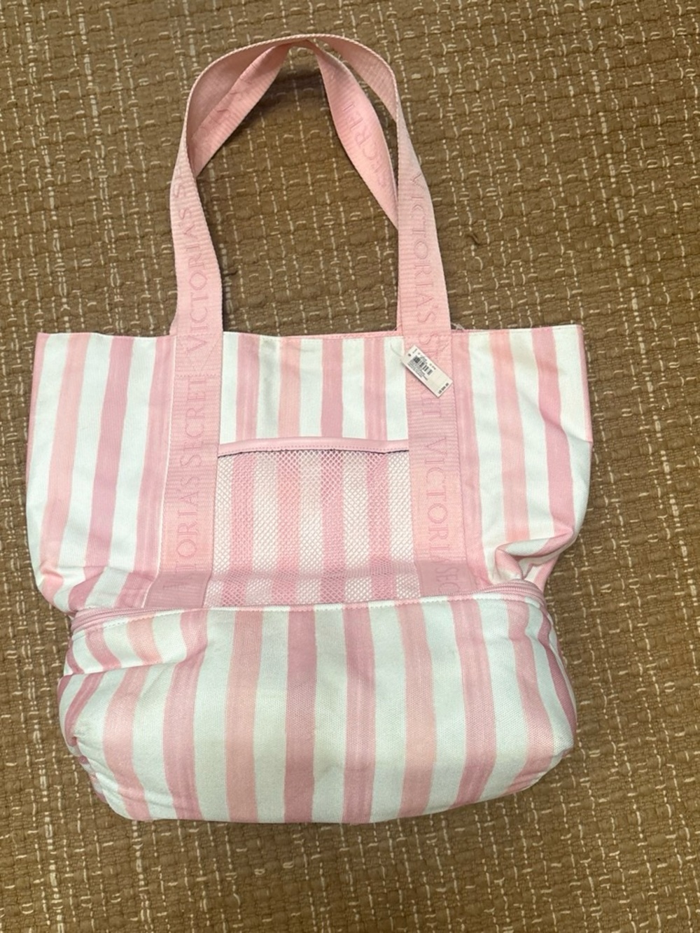 Victoria's Secret Pink and White Striped Tote